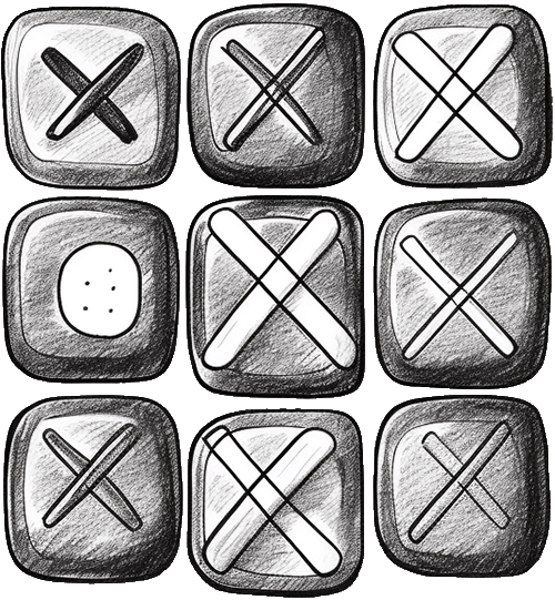 Hand-drawn Tic-Tac-Toe game board
